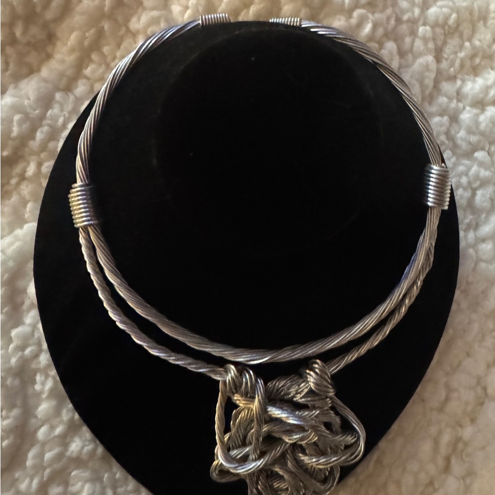 Twisted Silver Knot Necklace